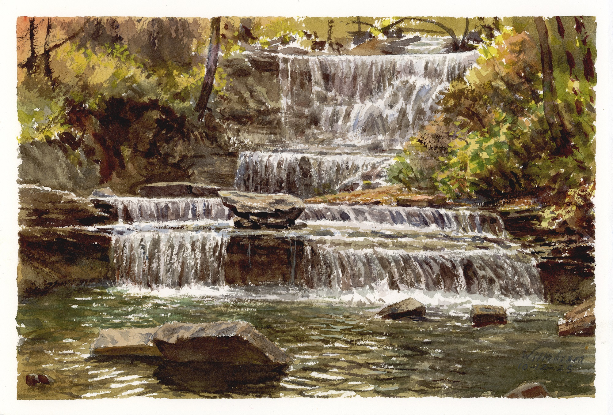 Derek Wilkinson, “Prather Creek Falls”, Watercolor