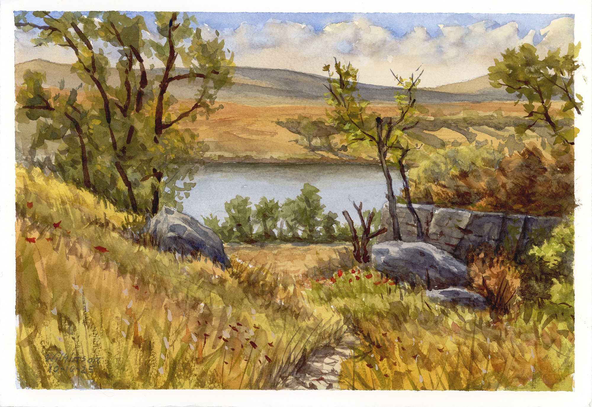 Derek Wilkinson, “Morning above Chase Lake”, Watercolor