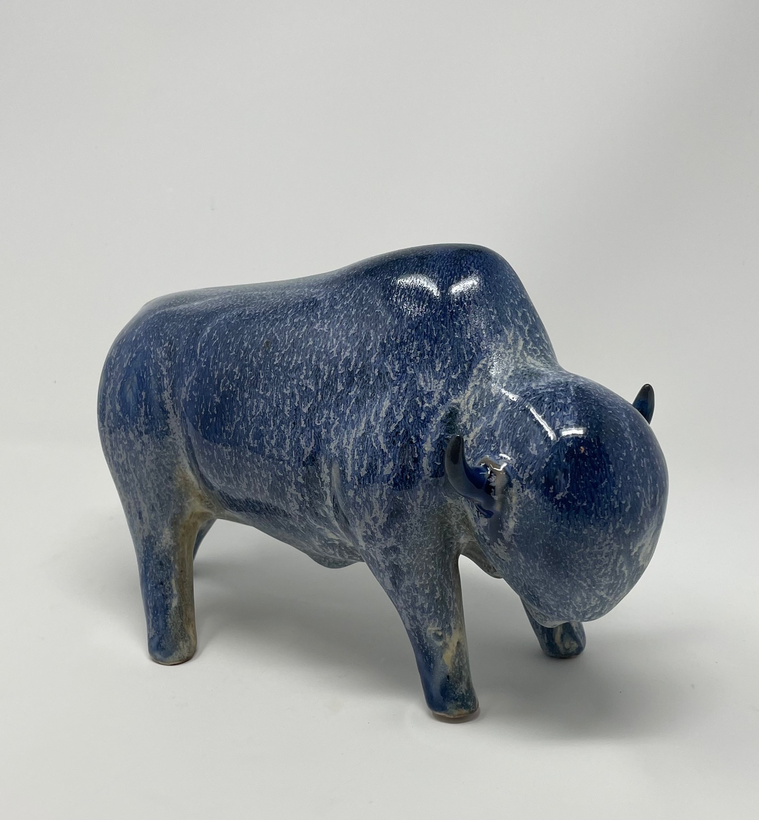 Brian Horsch, “Smooth Bison – Blue (Right facing)”, Ceramic