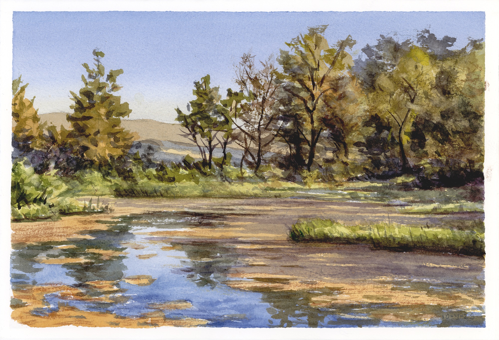 Derek Wilkinson, “Quiet Corner of Lyon State Fishing Lake”, Watercolor