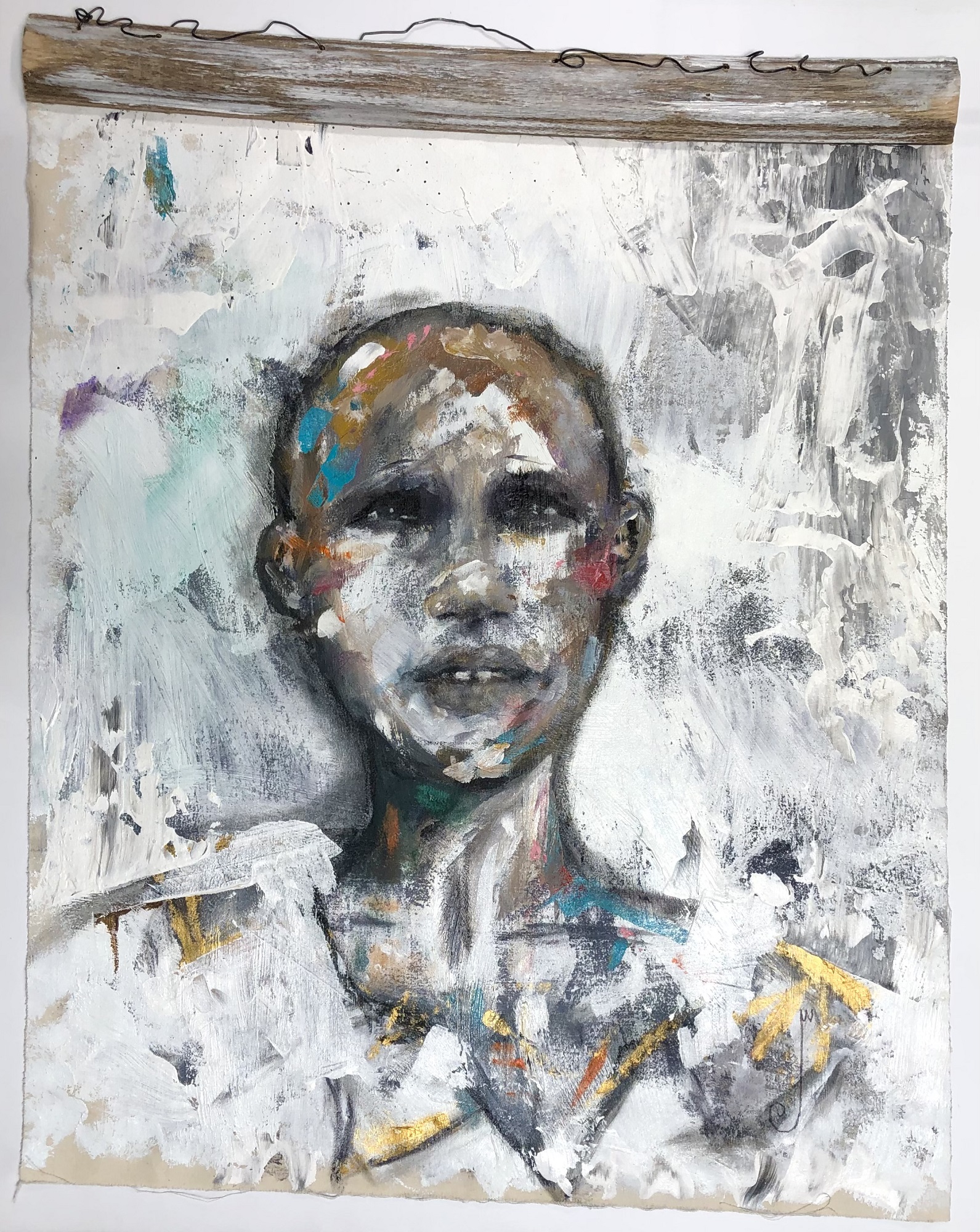 Jocelyn K Woodson, “Male (White Backgroud)”, Acrylic on canvas