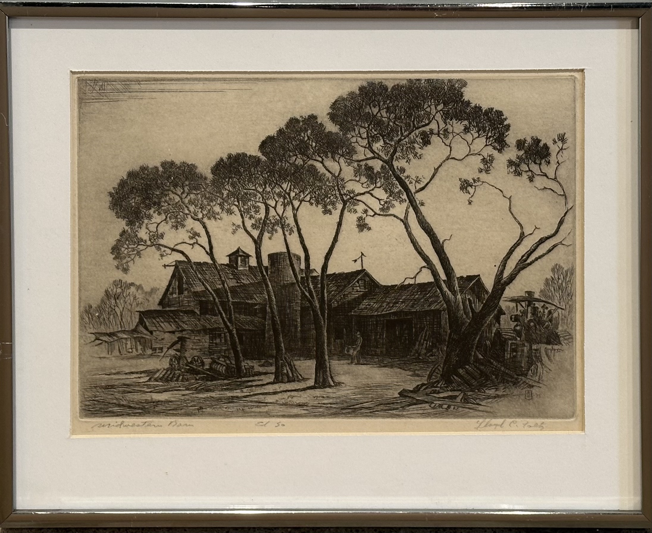 Lloyd Foltz, “Midwestern Barn (Ed. #50)”, Etching