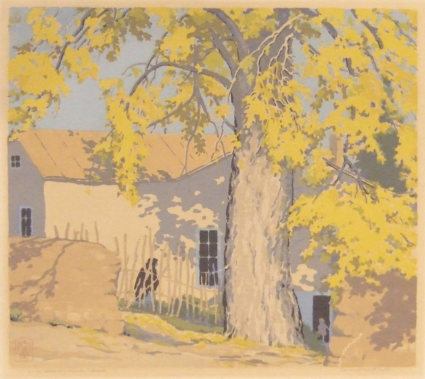 Norma Bassett Hall, “Home of a Spanish Cobbler”, serigraph