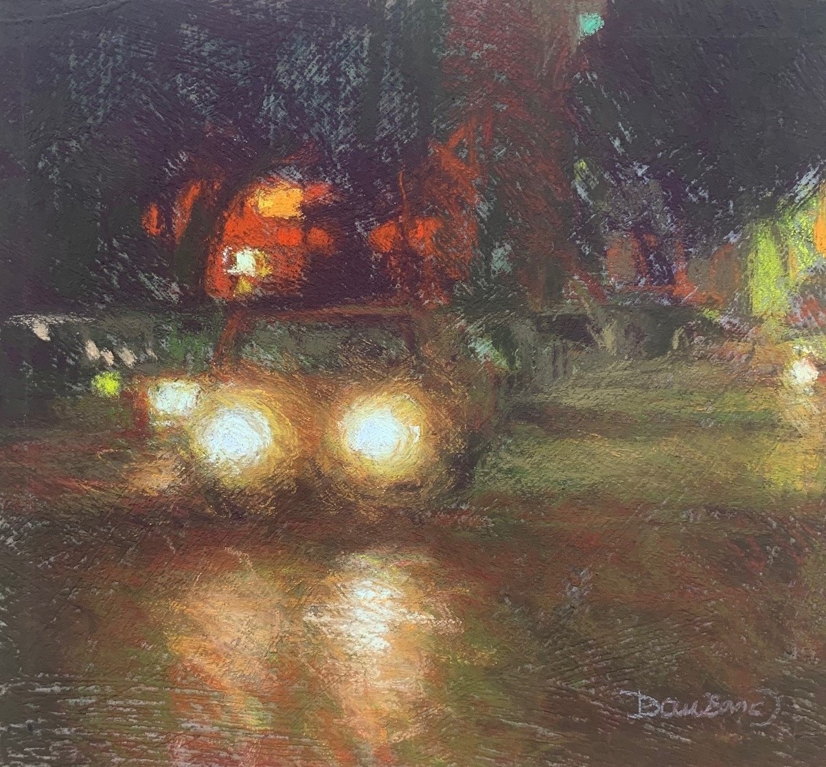 Doug Dawson, “The Approaching Headlights”, pastel